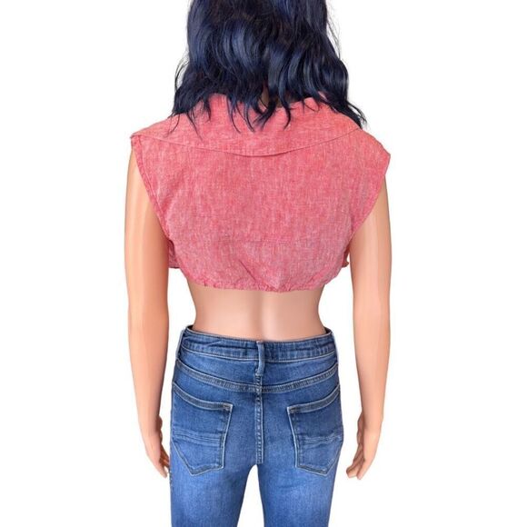 Matthew Bruch Red 100% Linen Vest With Triangle Top Size Medium Revolve - Picture 5 of 7